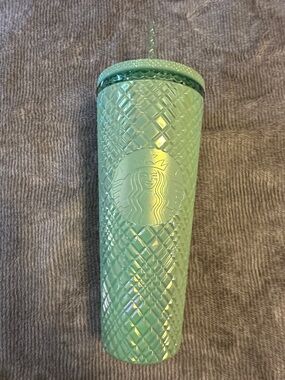 Starbucks Iridescent Mint studded Bling 2024 Tumbler with Straw  24oz